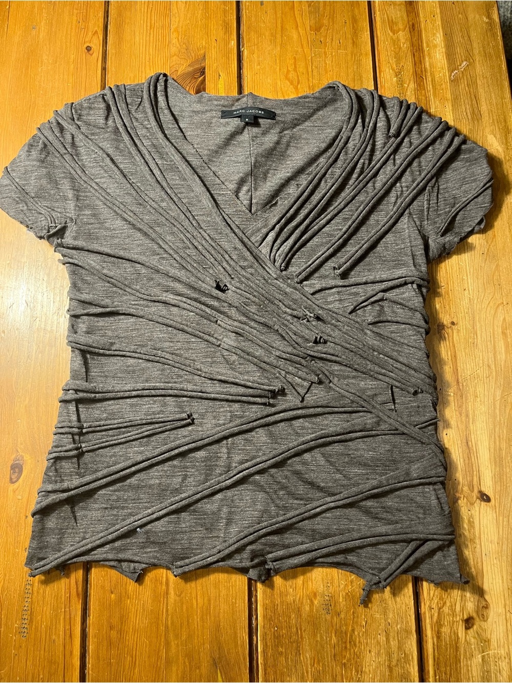 Marc Jacobs Brown Textured Wrap-Style Short Sleeve Top
